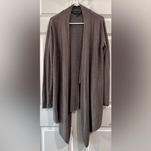 Barefoot Dreams CozyChic Lite Knit Open Front Taupe Cardigan Sweater Womens XL